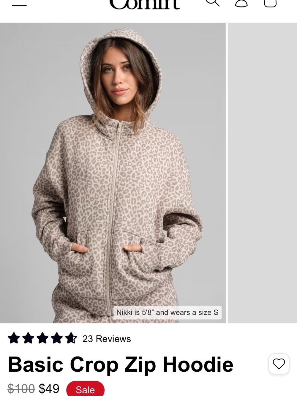 Comfit Basic Crop Zip Hoodie in Desert Leopard -BRAND NEW